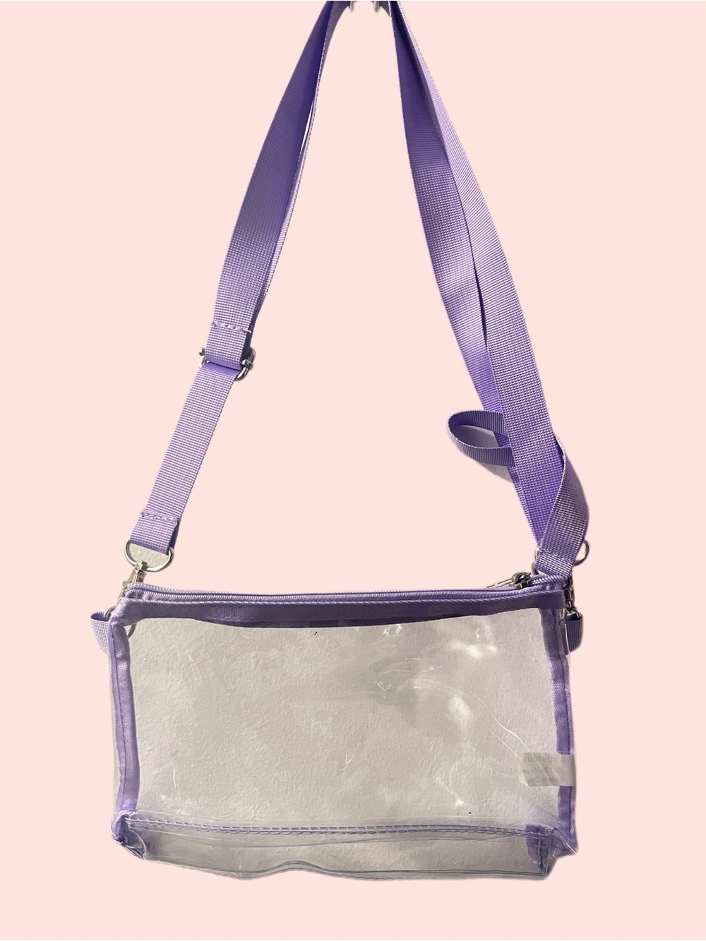 Clear Crossbody Bag with Lavender Trim